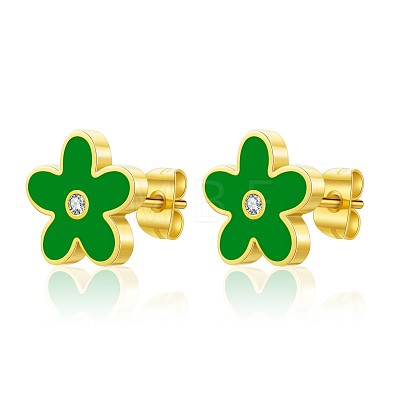 Stainless Steel Enamel Flower Stud Earrings XB5418-1-1