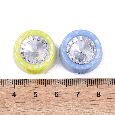 UV Plating Iridescent Acrylic with Rhinestone Beads OACR-B021-07-1