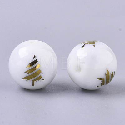 Christmas Opaque Glass Beads EGLA-R113-02C-1