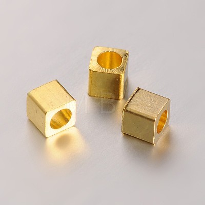 Cube Brass Spacer Beads X-KK-J204-03-1