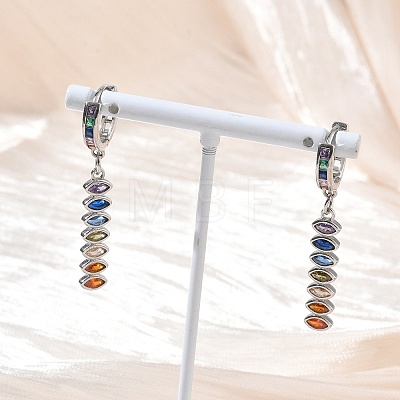 Brass Pave Cubic Zirconia Hoop Dangle Earrings KK-CBAD9DF-02P-A-1