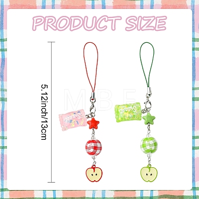 2Pcs Acrylic & Wood & Alloy & Resin Mobile Straps HJEW-YW00339-01-1