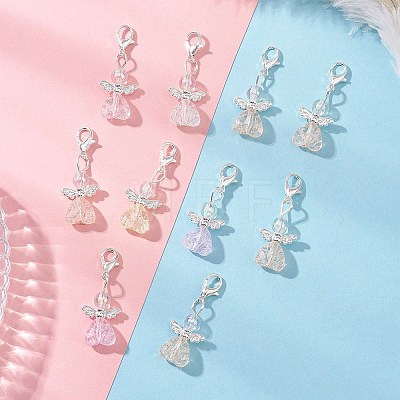 Transparent Acrylic Heart Angel Pendant Decorations HJEW-JM04525-1