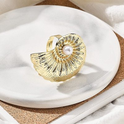 Conch Alloy Adjustable Rings for Women RJEW-B108-03KCG-1