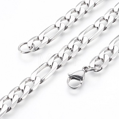 304 Stainless Steel Figaro Chain Bracelets BJEW-P236-20P-1