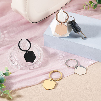 4Pcs 4 Styles Stainless Steel Keychains KEYC-TA0004-81B-1