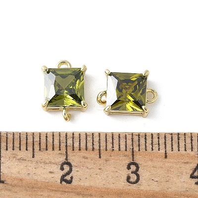 Brass Pave Cubic Zirconia Connector Charms KK-F892-53G-06-1