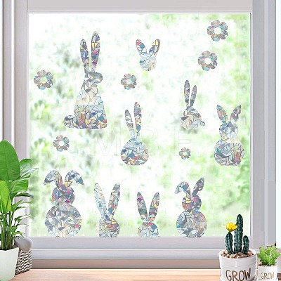 3Pcs Rabbit Rainbow Prism Electrostatic Window Stickers PW-WG31513-01-1