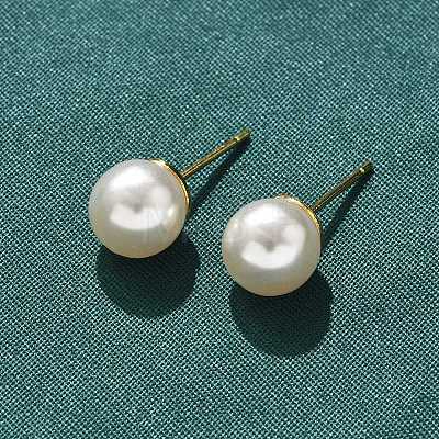 Brass ABS Imitation Pearl Stud Earrings EJEW-B132-01B-G-1