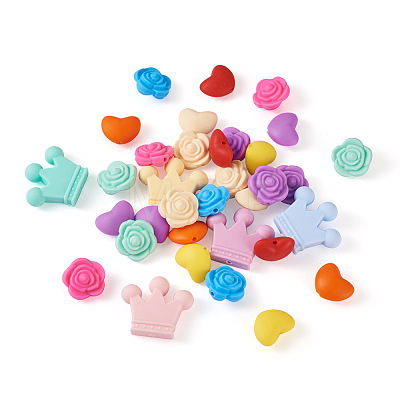 50Pcs 15 Style Food Grade Eco-Friendly Silicone Beads SIL-TA0001-10-1