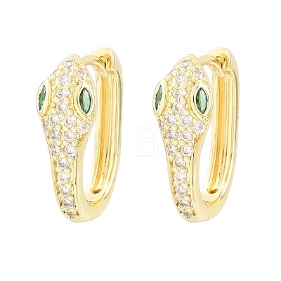 Brass Micro Pave Cubic Zirconia Hoop Earrings KK-CBAD104-04G-G-1