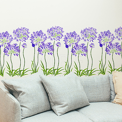 6Pcs 6 Styles Agapanthus Theme PET Hollow Out Drawing Painting Stencils DIY-WH0394-0027-1