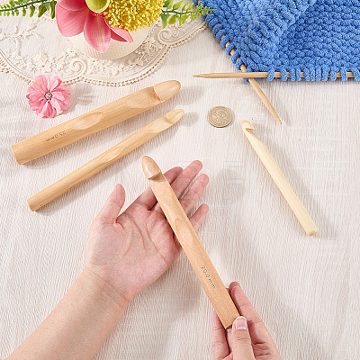 4Pcs 4 Styles Bamboo Crochet Hooks DIY-CL0002-62B-1
