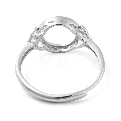Flat Round Adjustable 925 Sterling Silver Ring Components STER-G042-10P-1