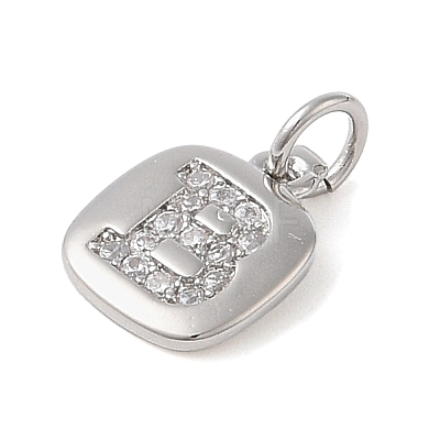 Rack Plating Brass Micro Pave CLear Cubic Zirconia Charms KK-E110-14P-B-1
