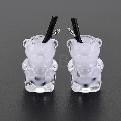 Imitation Bubble Tea/Boba Milk Tea Opaque Resin Pendants RESI-T052-03E-1