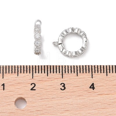 Rhodium Plated 925 Sterling Silver Micro Pave Cubic Zirconia Twister Clasps STER-K176-16P-1