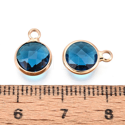 Golden Tone Brass Glass Charms GLAA-ZX008-24D-G-1