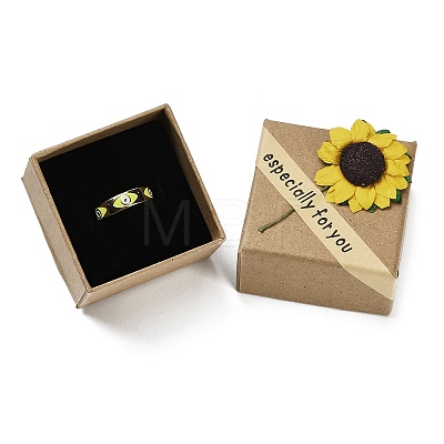 Kraft Paper Gift Boxes with Faux Sunflower Outside for Ring CON-Z011-01A-01-1