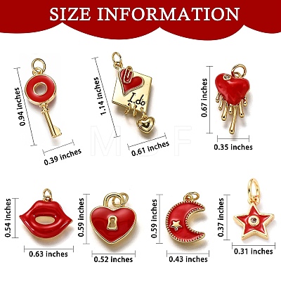 7Pcs 7 Style Brass Enamel Pendants KK-SZ0004-68-1