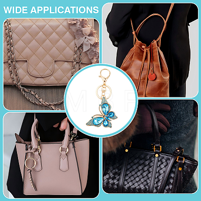 Butterfly Zinc Alloy & Rhinestone Keychains KEYC-WH0053-045G-03-1