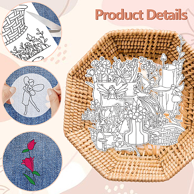 4 Sheets 11.6x8.2 Inch Stick and Stitch Embroidery Patterns DIY-WH0455-169-1