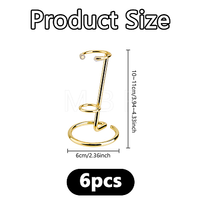 6Pcs Alloy Crystal Sphere Display Stands DJEW-DC0001-23G-1