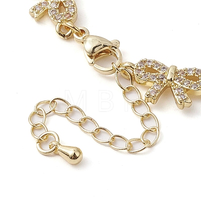 Brass Bowknot Link Chain Bracelets BJEW-D039-44G-1