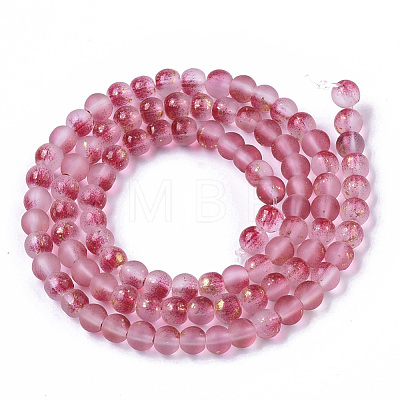 Frosted Spray Painted Glass Beads Strands GLAA-N035-03A-C04-1