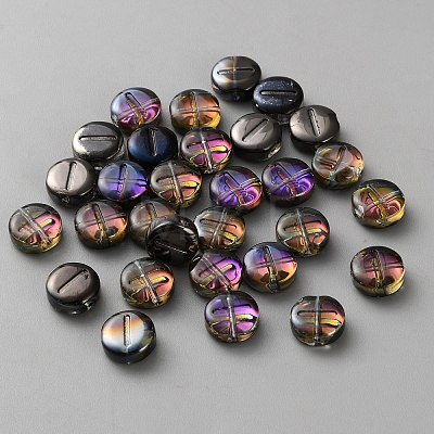 Transparent Electroplated UV Plating Glass Beads GLAA-TAC0024-12D-I-1