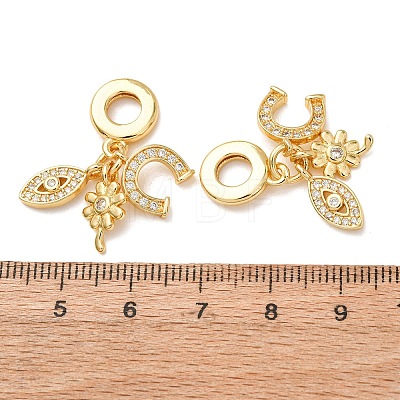 Rack Plating Brass Micro Pave Cubic Zirconia European Dangle Charms KK-P270-02E-G-1-1