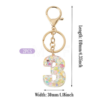 Number 3 Transparent Resin Keychains KEYC-TADJ0001-10C-1