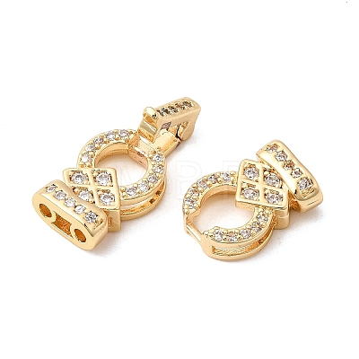 Brass Micro Pave Clear Cubic Zirconia Fold Over Clasps KK-B189-03G-1