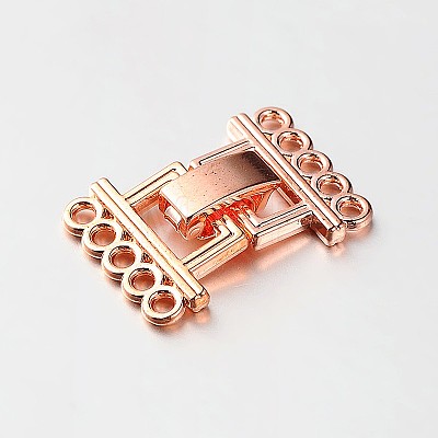 5 Strands Alloy and Brass Fold Over Clasps PALLOY-N0112-02-1