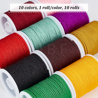 Olycraft 10 Rolls 10 Colors Braided Nylon Threads NWIR-OC0001-07-1