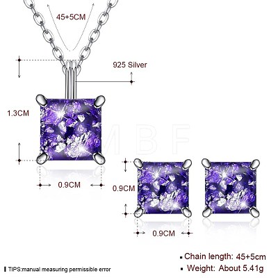 925 Sterling Silver Jewelry Sets SJEW-BB30937-F-1
