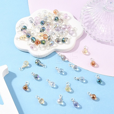 60Pcs 10 Style Glass Teardrop Pendants PALLOY-YW00137-1