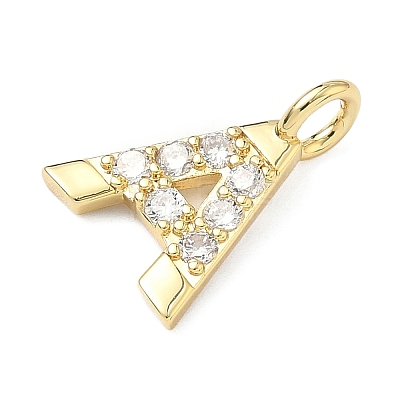 Brass Micro Pave Clear Cubic Zirconia Pendants KK-I476-01G-1