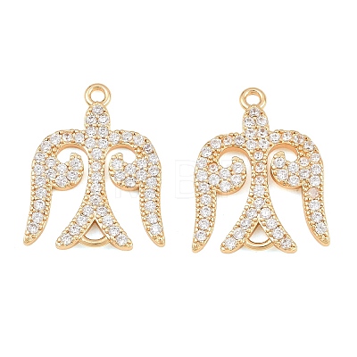 Brass Micro Pave Clear Cubic Zirconia Connector Charms CU-CBA7BFE-03B-G-1