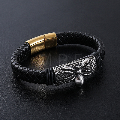Punk Braided PU Leather Cord Bracelets TA8975-2-1