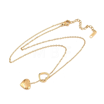 304 Stainless Steel Heart Pendant Lariat Necklaces for Women NJEW-A064-05G-1
