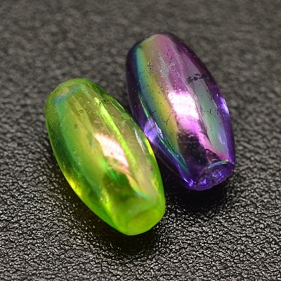 AB Color Plated Rice Electroplated Eco-Friendly Transparent Acrylic Beads PACR-I002-M-1