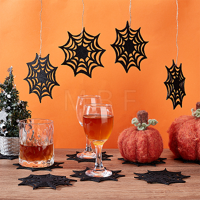 Spider Web Shape Felt Hot Pads for Halloween AJEW-WH0368-09-1