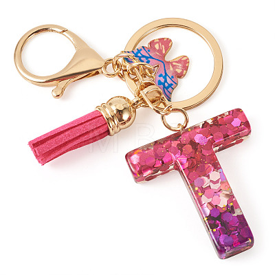 Alloy Resin Butterfly Keychains KEYC-TADJ0002-02G-T-1