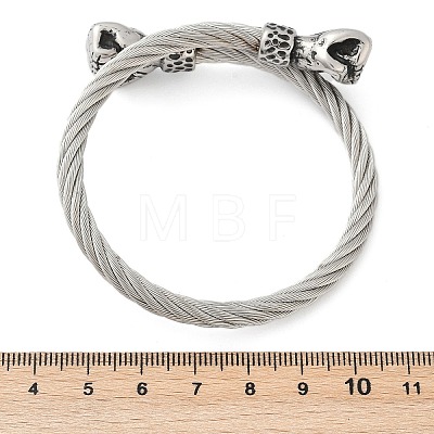 Fist 304 Stainless Steel Twisted Rope Shape Bangles for Women Men BJEW-D304-02AS-01-1