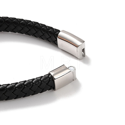 Men's Braided Black PU Leather Cord Bracelets BJEW-K243-23P-1