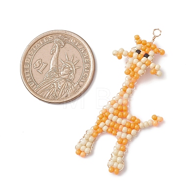 Copper Wire Wrapped Beaded Giraffe Charms PALLOY-MZ01098-1