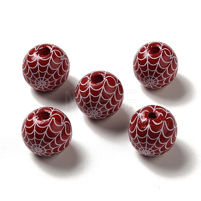 Halloween Printed Spider Webs Colored Wood European Beads X1-WOOD-K007-04E-1