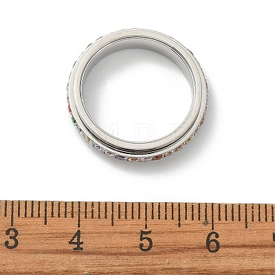 304 Stainless Steel Rhinestone Rotating Finger Rings RB-CBACDE8-02P-1