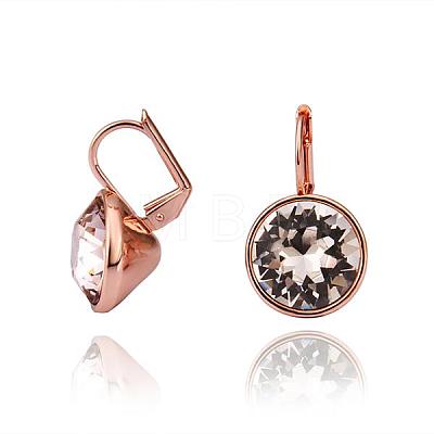 Real Rose Gold Plated Tin Alloy Cubic Zirconia Leverback Earrings EJEW-BB09658-RG-1